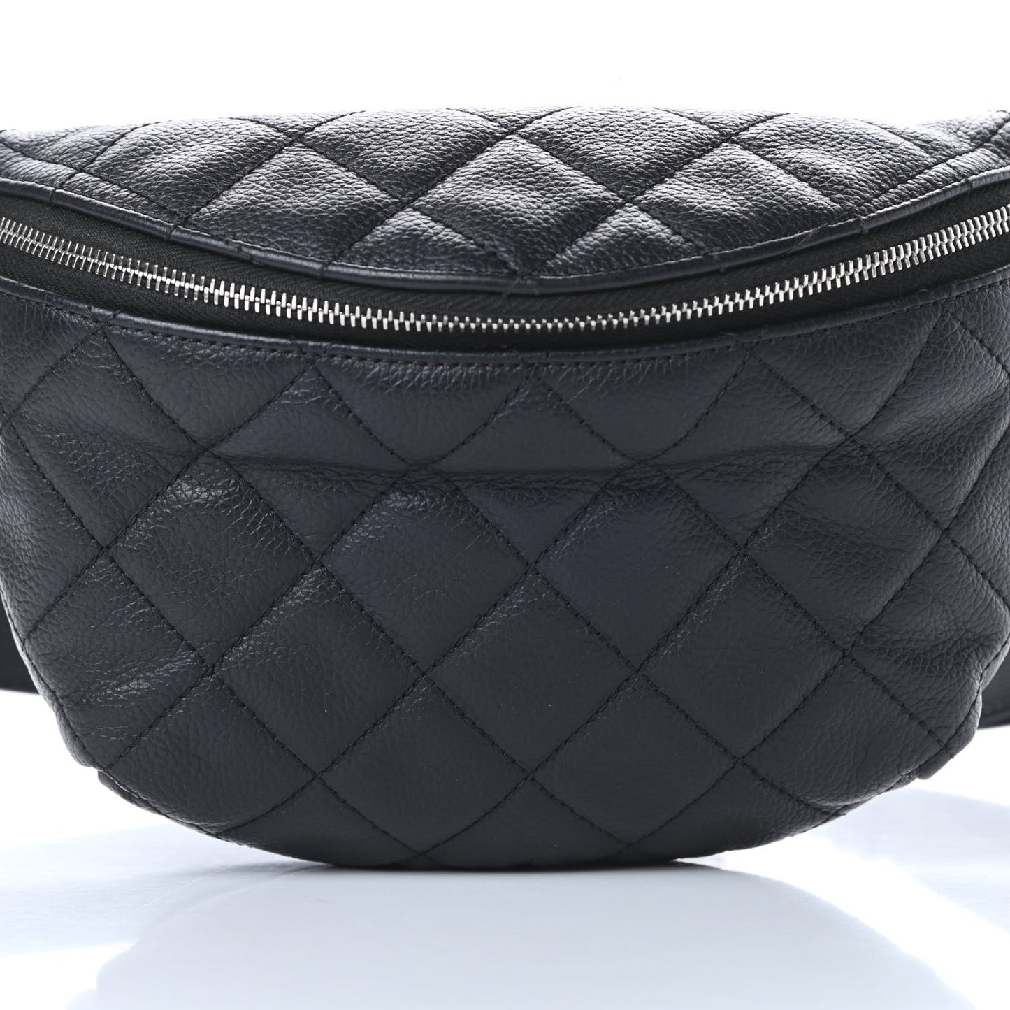 Grained Calfskin Quilted Waist Belt Bag Black
