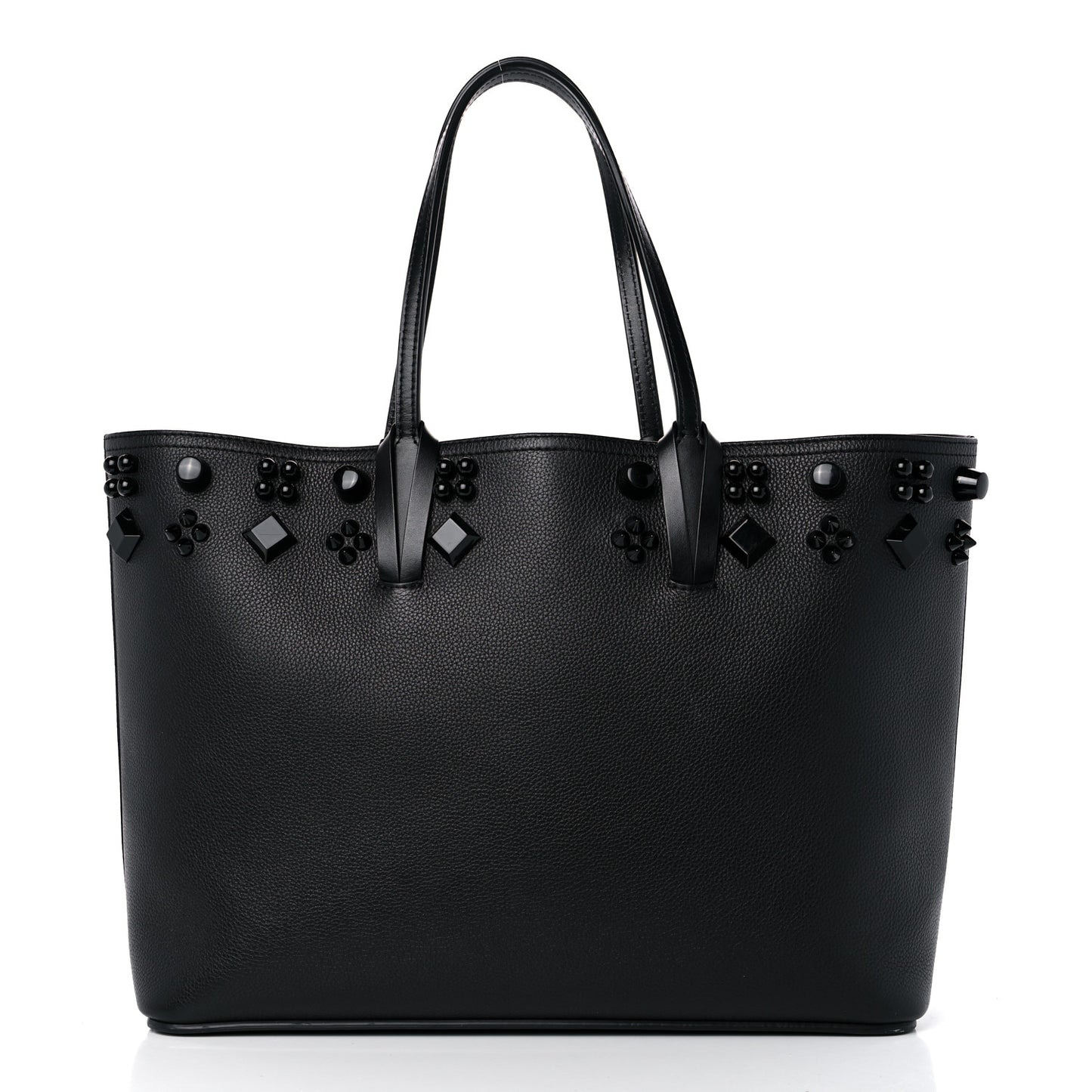 Calfskin Empire Spike Studded East West Cabata Tote Black