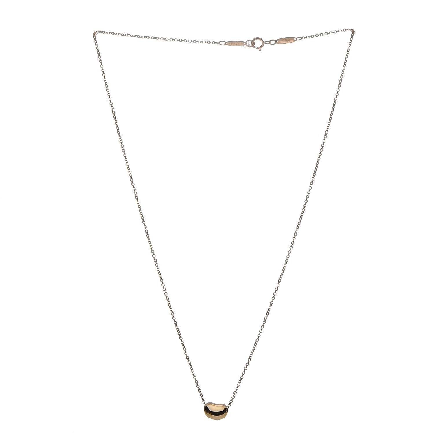 Tiffany 18K Yellow Gold 9mm Elsa Peretti Bean Pendant Necklace 3 of 5