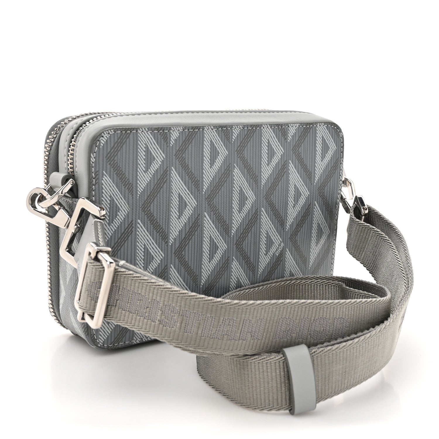 Christian Dior Coated Canvas CD Diamond Messenger Pouch Grey 3 of 14