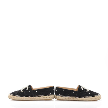 Chanel Suede Pearl CC Espadrilles 40 Black 5 of 18