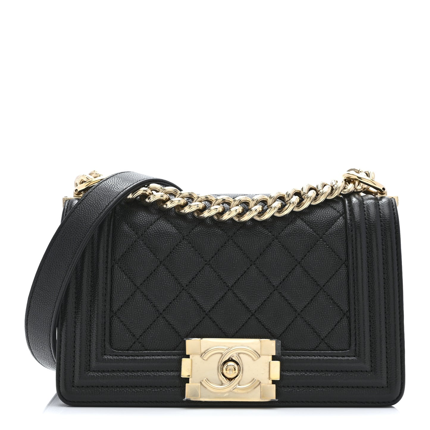 Caviar Quilted Small Boy Flap Black