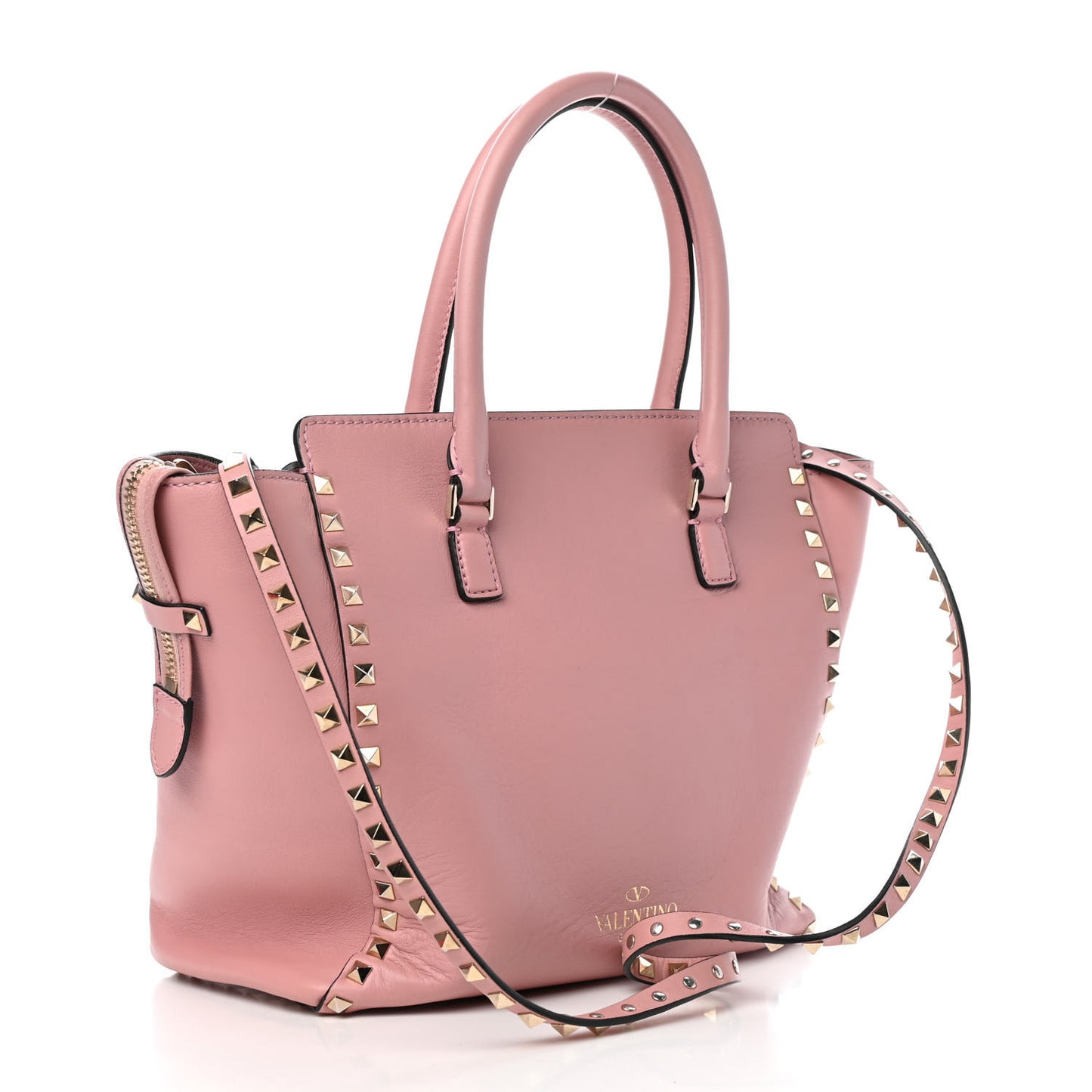 Vitello Rockstud Double Handle Tote Pop Gardenia