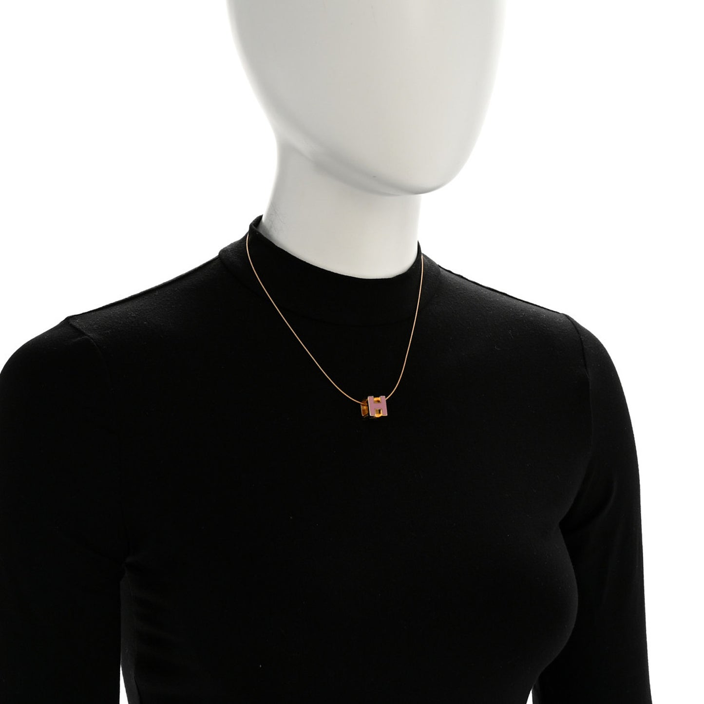 Gold Lacquered Cage d'H Pendant Necklace Rose Dragee