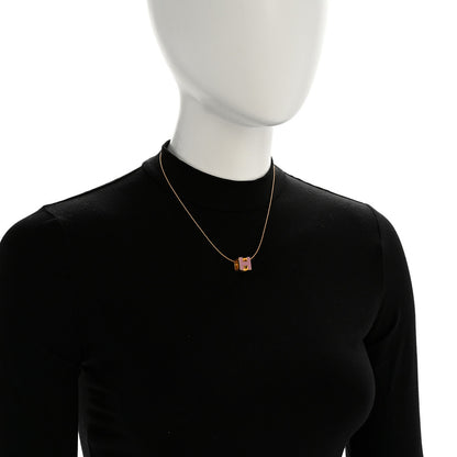 Hermes Gold Lacquered Cage d'H Pendant Necklace Rose Dragee 2 of 8