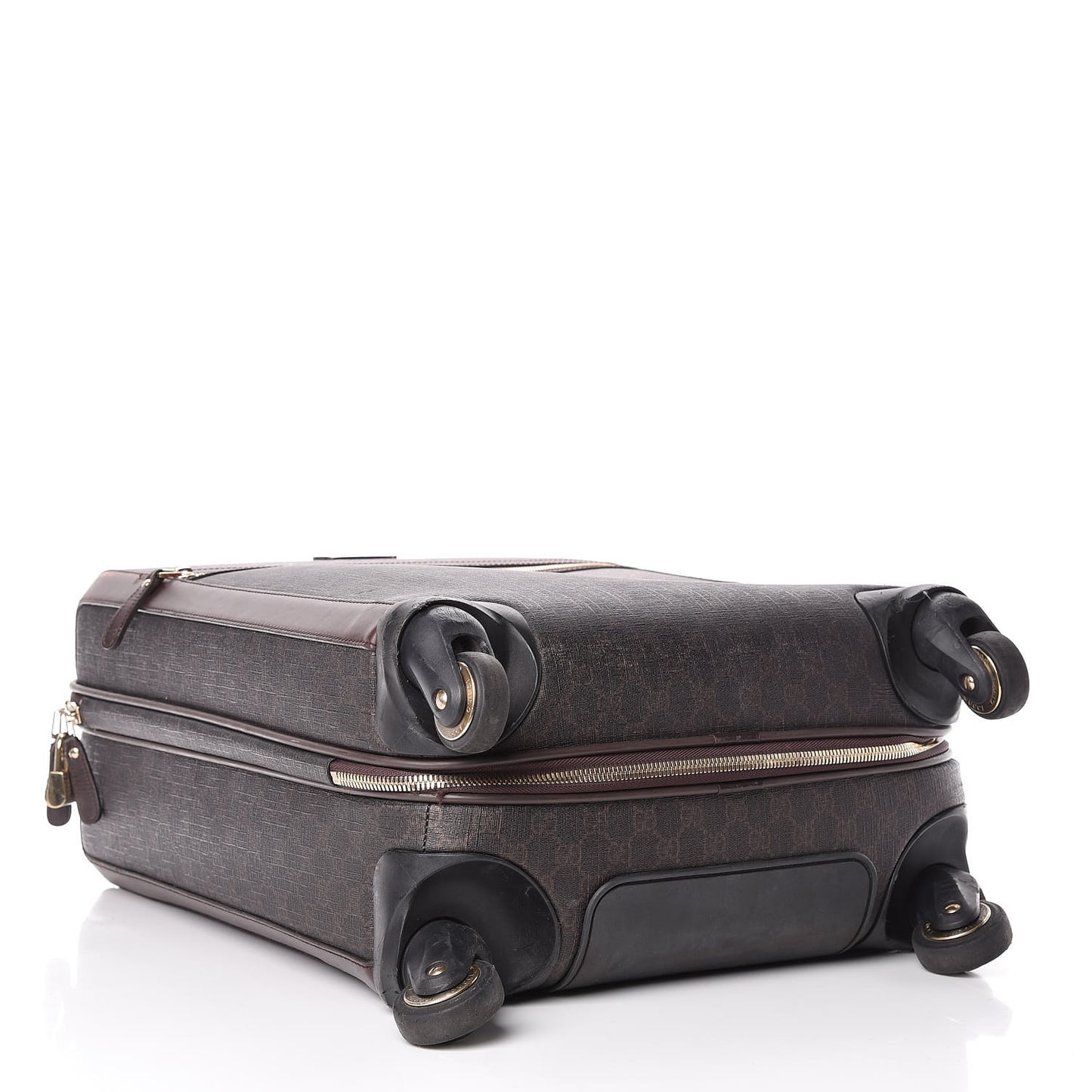 GG Supreme Monogram Four Wheel Carry On Suitcase Dark Brown
