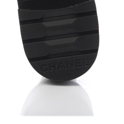 Chanel Shiny Lambskin Quilted Lace Up Combat Boots 37.5 Beige Black 6 of 7