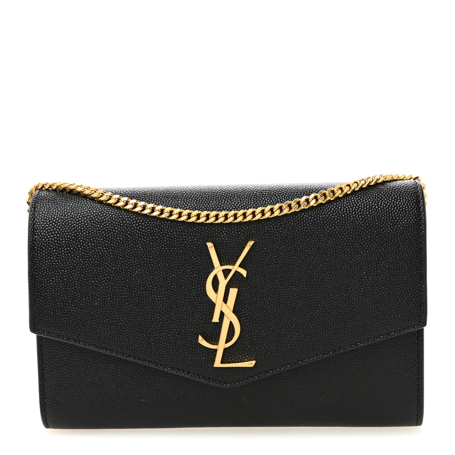 Saint Laurent Grain de Poudre Uptown Chain Wallet Black 1 of 9
