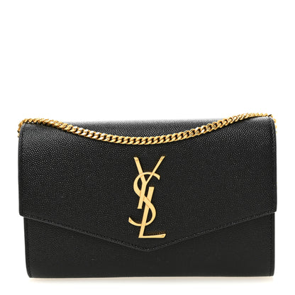 Saint Laurent Grain de Poudre Uptown Chain Wallet Black 1 of 9