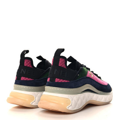 Chanel Velvet Calfskin Mixed Fibers CC Sneakers 41 Dark Pink Green 5 of 9