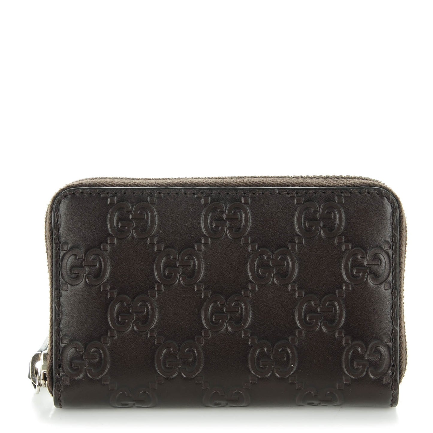 Guccissima Zip Around Card Case Chocolate