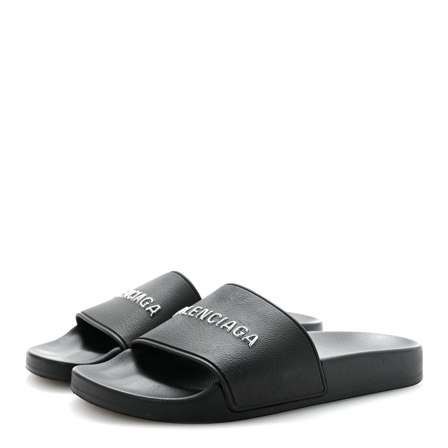 Rubber Logo Pool Slide Sandals 37 Black