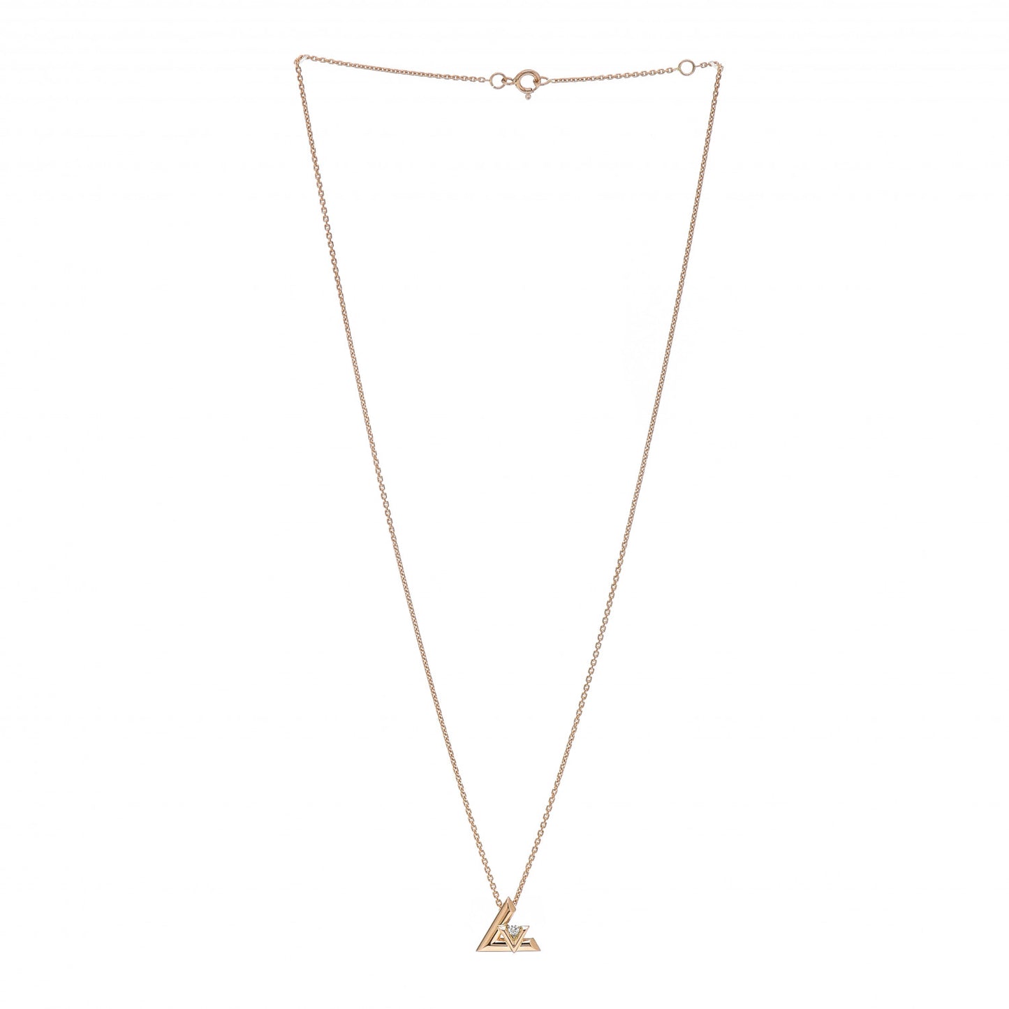 18K Pink Gold Diamond Small LV Volt One Pendant Necklace
