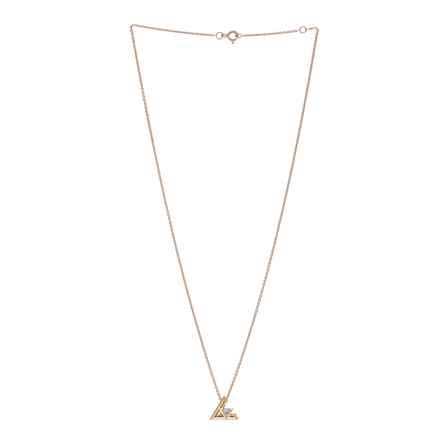 Louis Vuitton 18K Pink Gold Diamond Small LV Volt One Pendant Necklace 3 of 4
