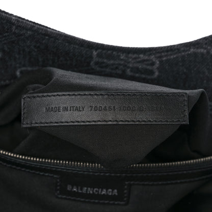 Balenciaga Washed Denim BB Monogram Neo Cagole City Handbag Black 8 of 11