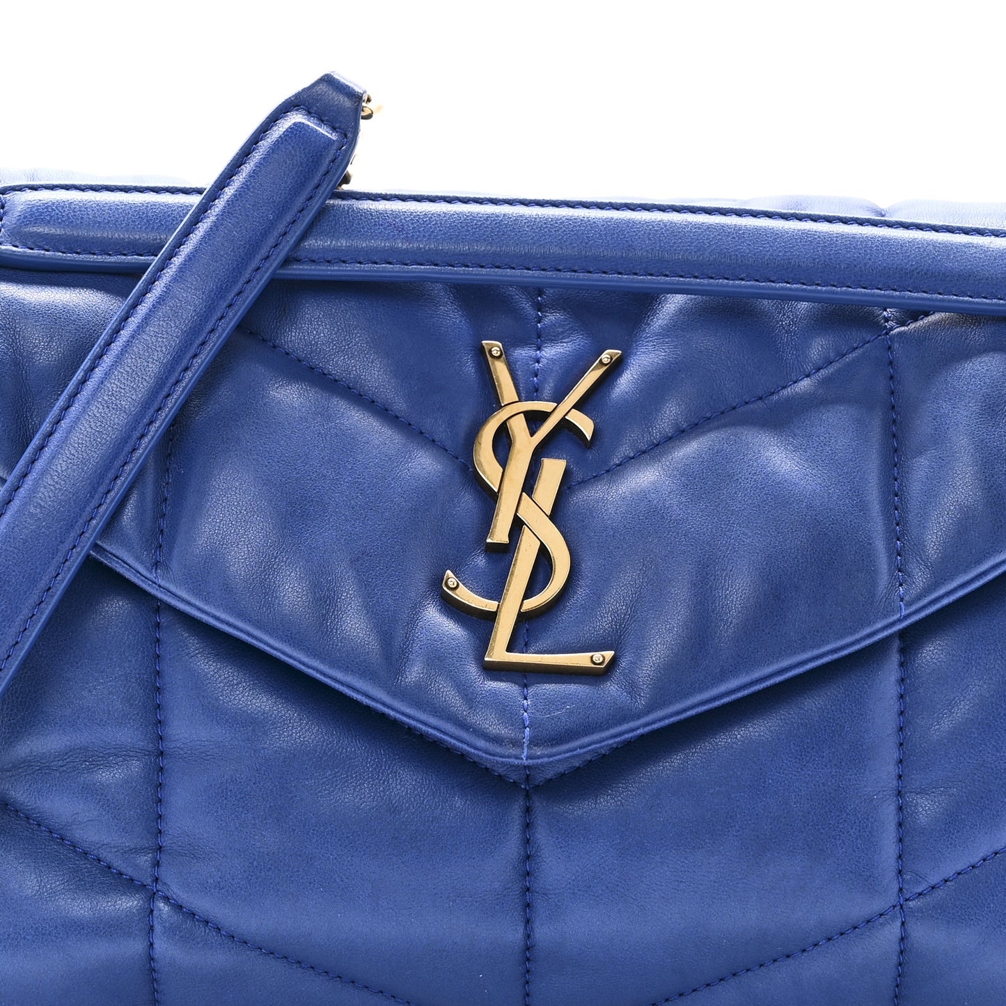 Lambskin Quilted Small Loulou Puffer Monogram Chain Satchel Majorele Blue