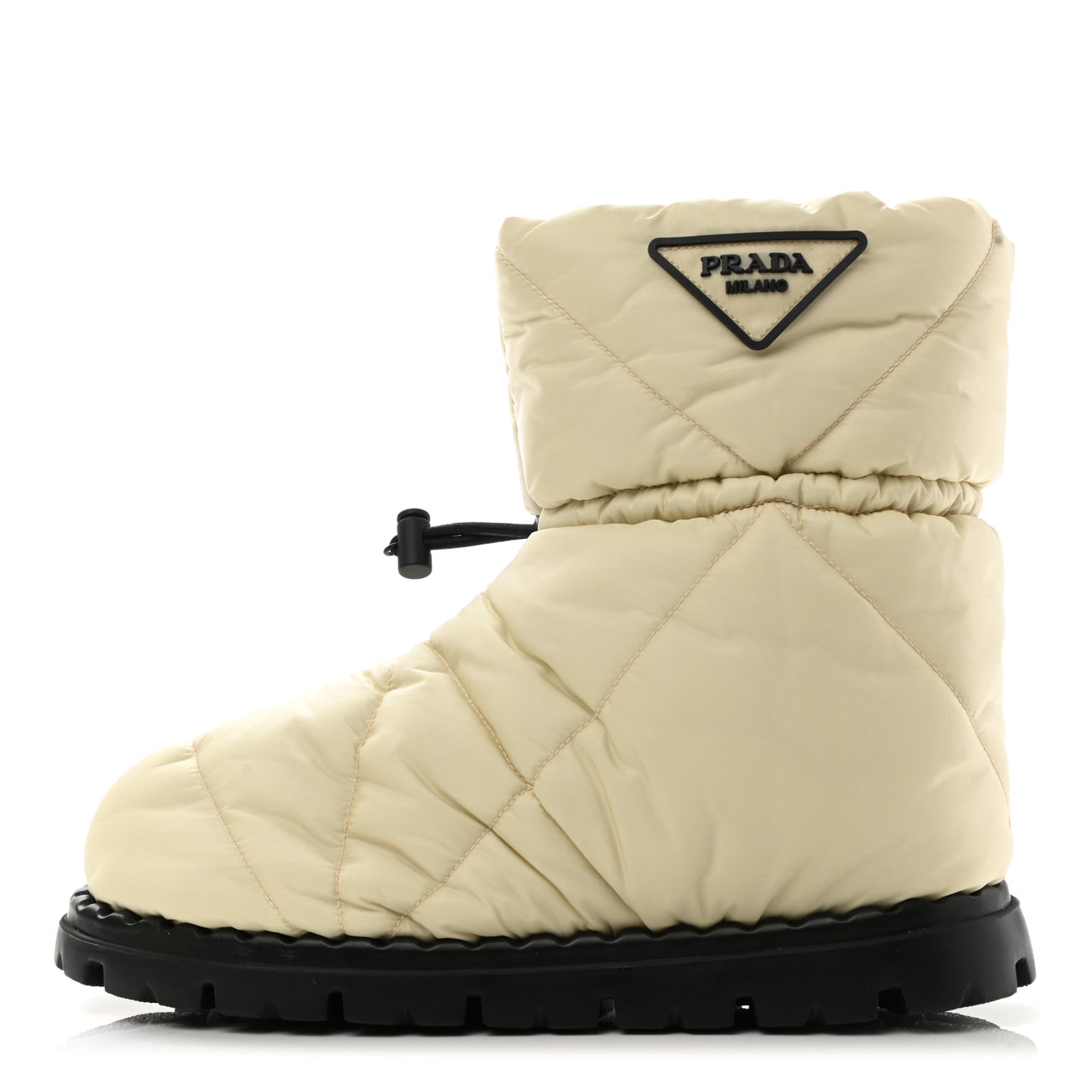 Re-Nylon Piuma Triangle Logo Padded Drawcord 20mm Snow Boots 37 Avorio