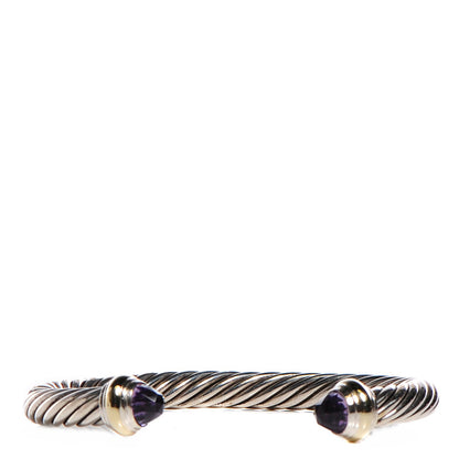 David Yurman Sterling Silver 14K Yellow Gold Amethyst 7mm Cable Classics Bracelet 1 of 4