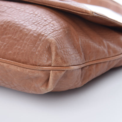 Fendi Crinkled Lambskin Colorblock Large Mia Shoulder Flap Camel Osso Naturale 15 of 17