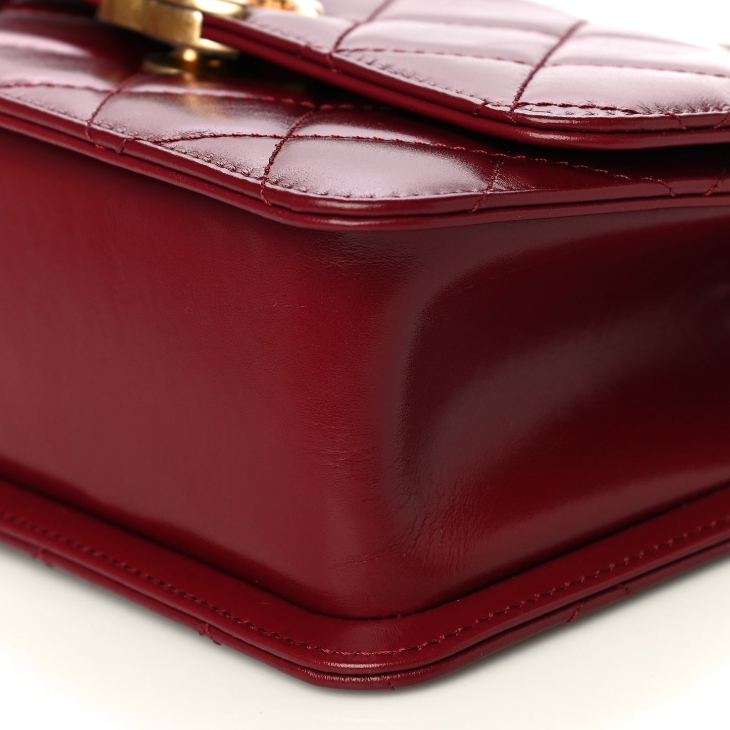 Calfskin Quilted Mini Perfect Fit Flap Burgundy