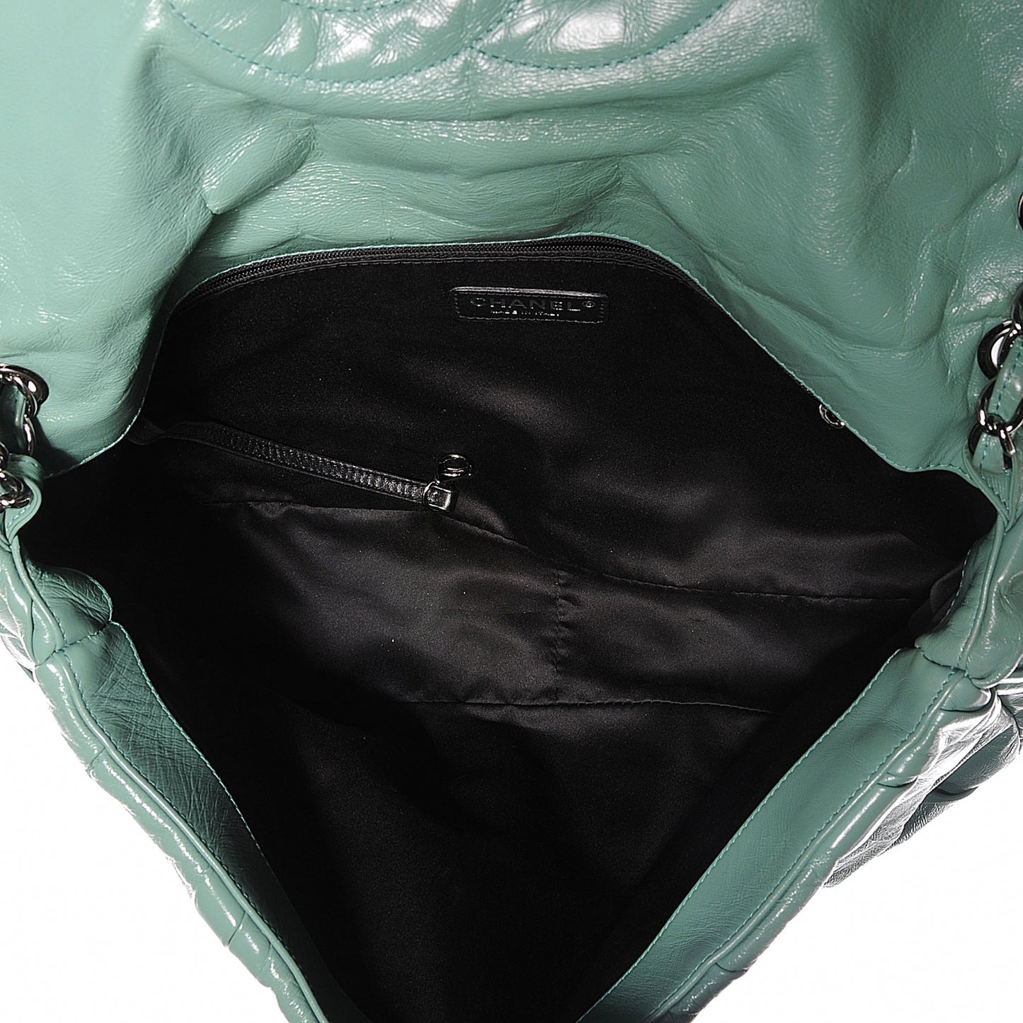 Glazed Calfskin Twisted Maxi Flap Green