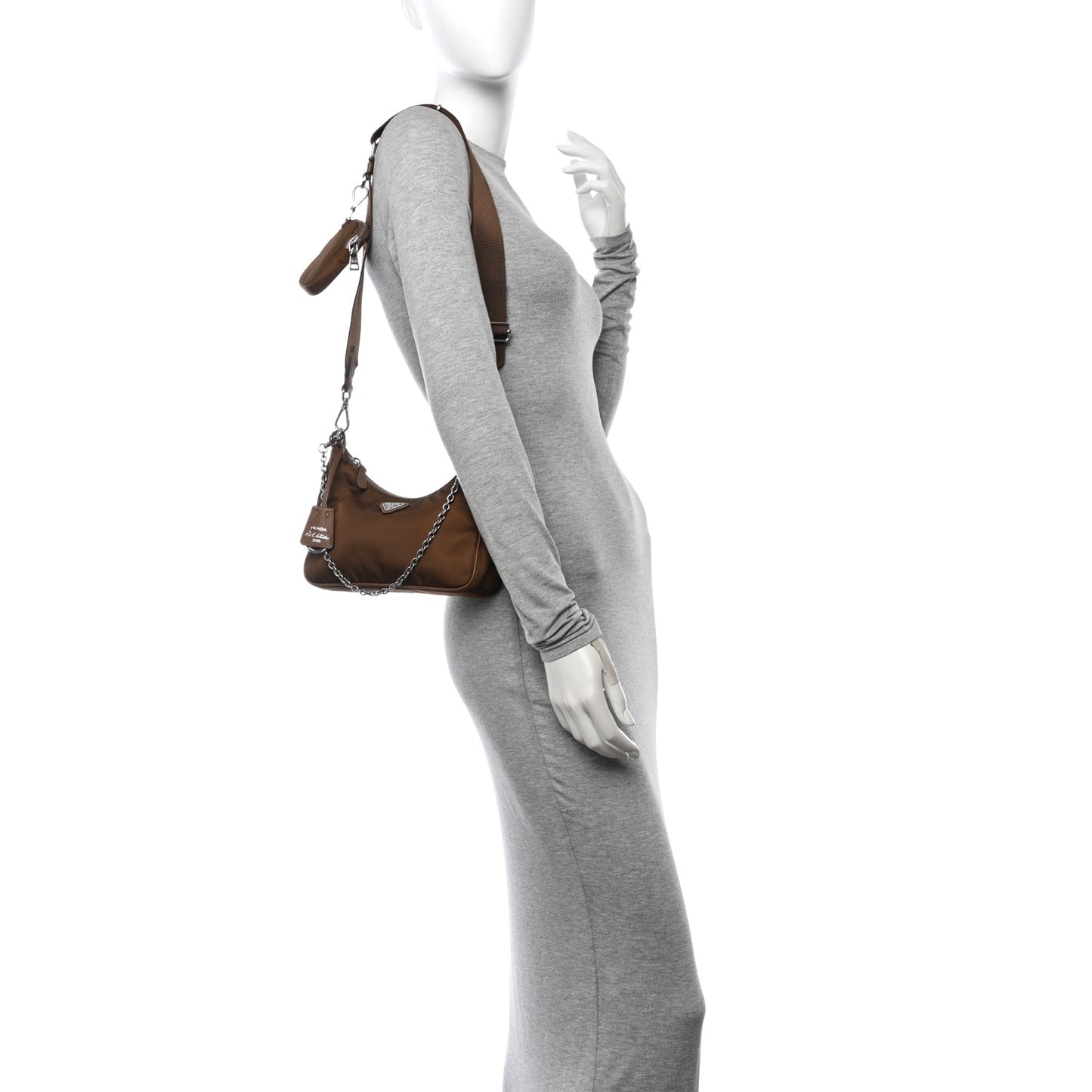 Tessuto Nylon Saffiano Re-Edition 2005 Shoulder Bag Cacao