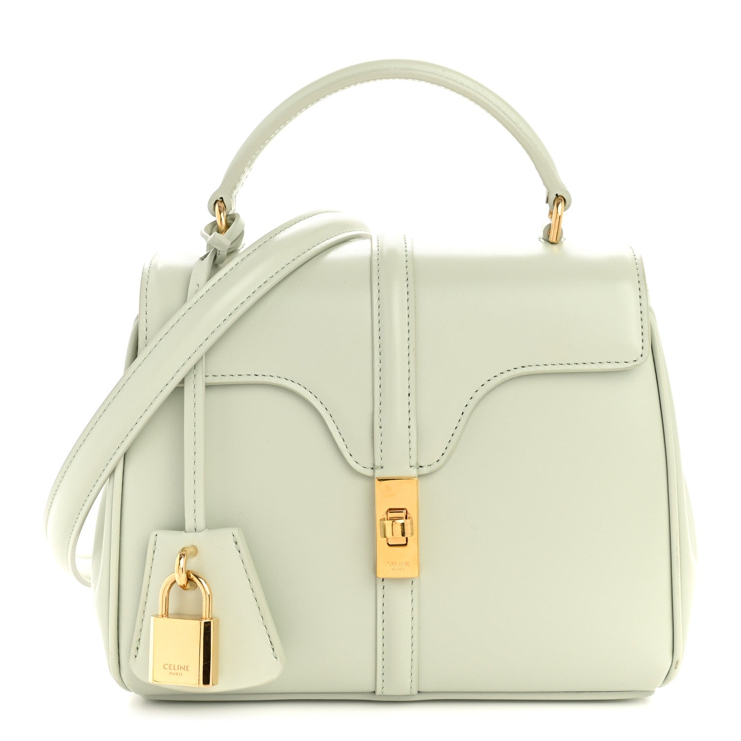 Celine Satinated Calfskin Mini 16 Top Handle Bag Jade 1 of 15