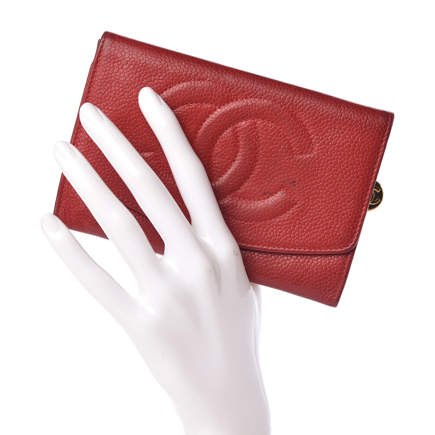 Chanel Caviar Timeless CC Card Holder Flap Wallet Dark Red 2 of 14