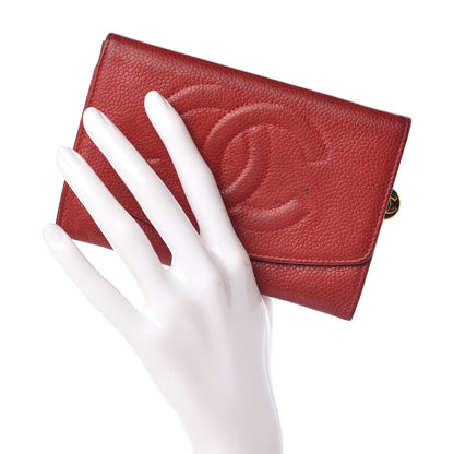 Chanel Caviar Timeless CC Card Holder Flap Wallet Dark Red 2 of 14