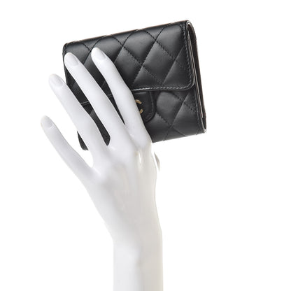 Chanel Lambskin Quilted Compact Flap Wallet Black 2 of 10