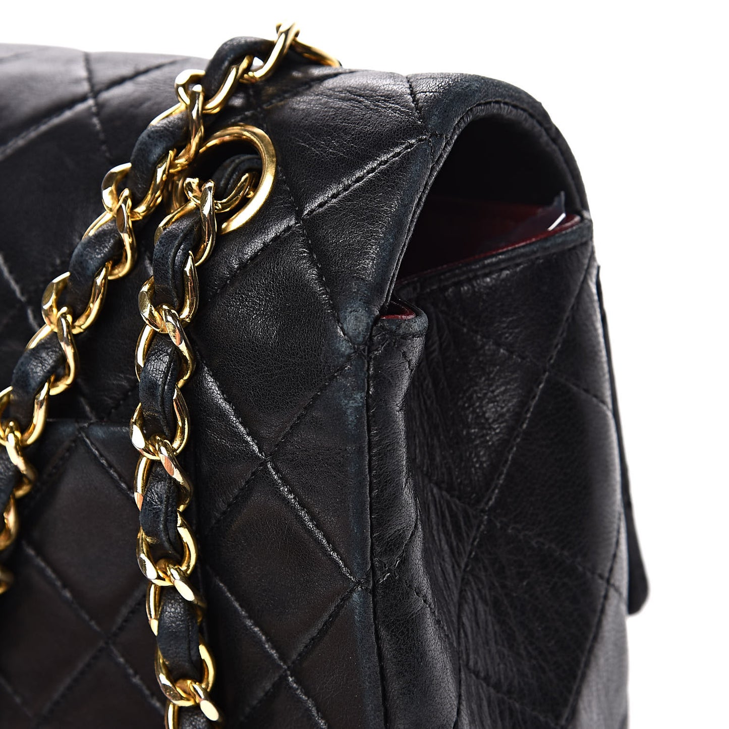 Lambskin Quilted Medium Single Flap Black