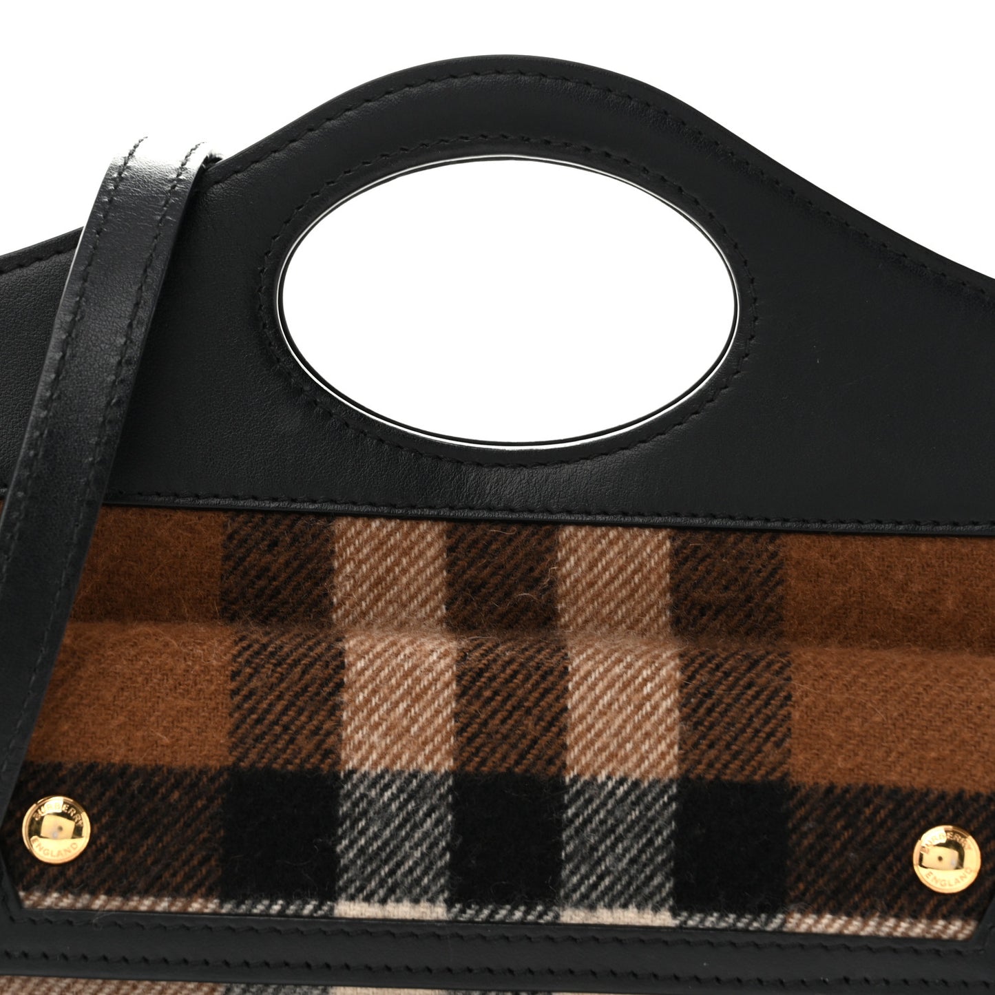 Smooth Calfskin Cashmere Check Mini Pocket Bag Brown
