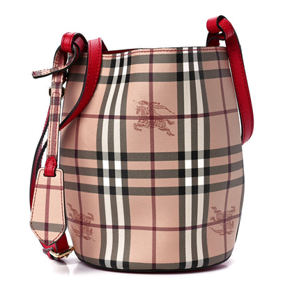 Burberry Haymarket Check Colours Small Lorne Bucket Crossbody Poppy Red 1 of 11