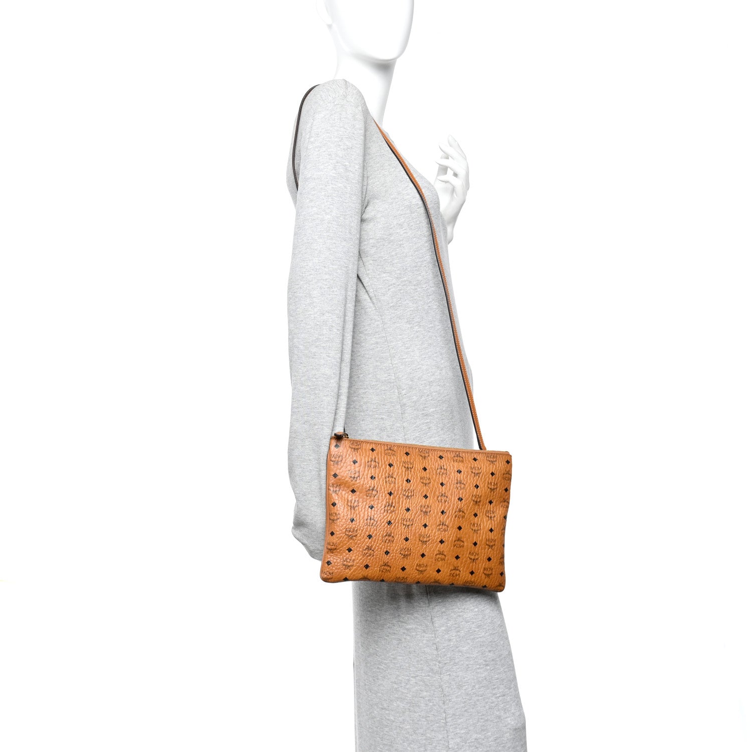 MCM Visetos Medium Crossbody Pouch Cognac 2 of 10