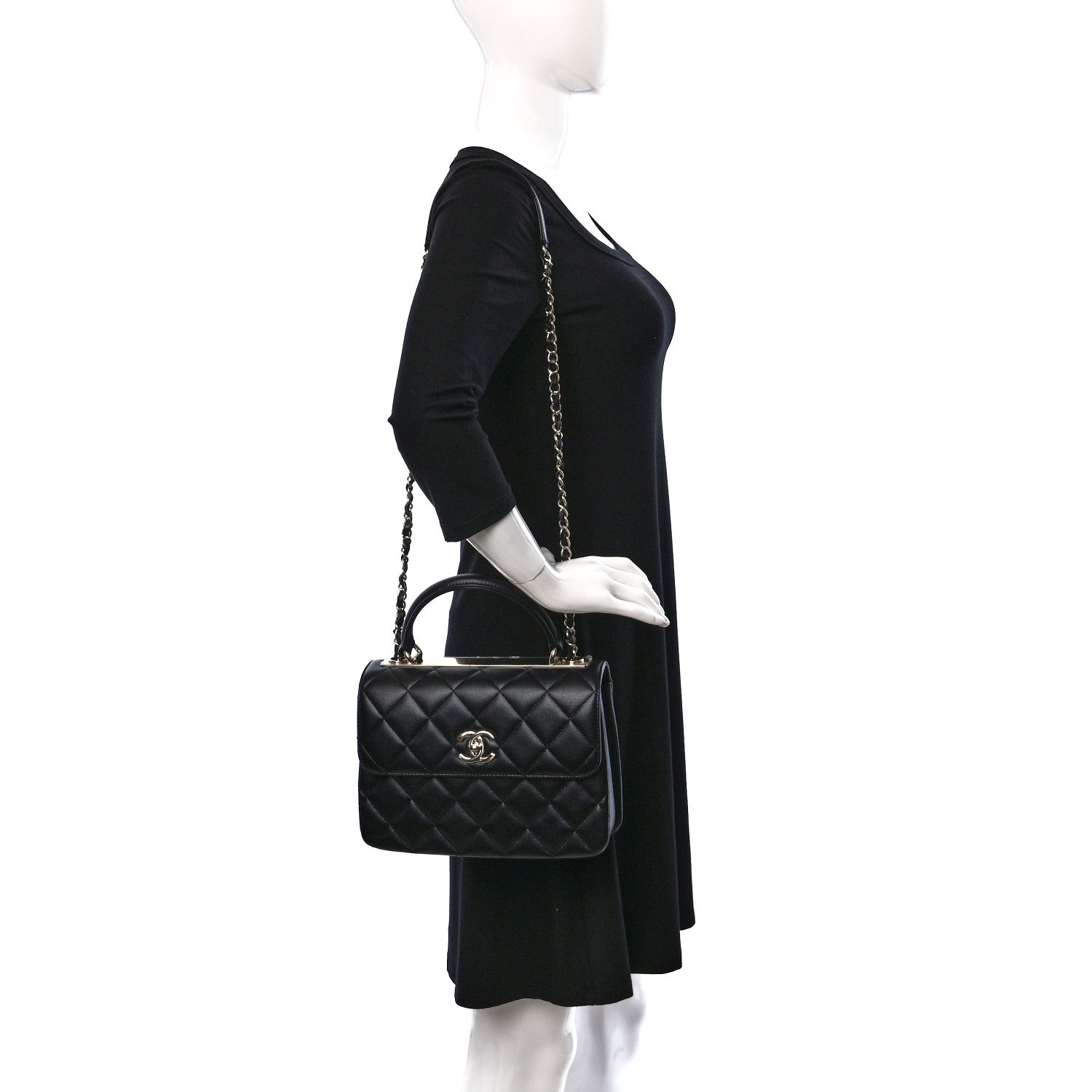 Chanel Lambskin Quilted Small Trendy CC Dual Handle Flap Bag Black 2 of 9