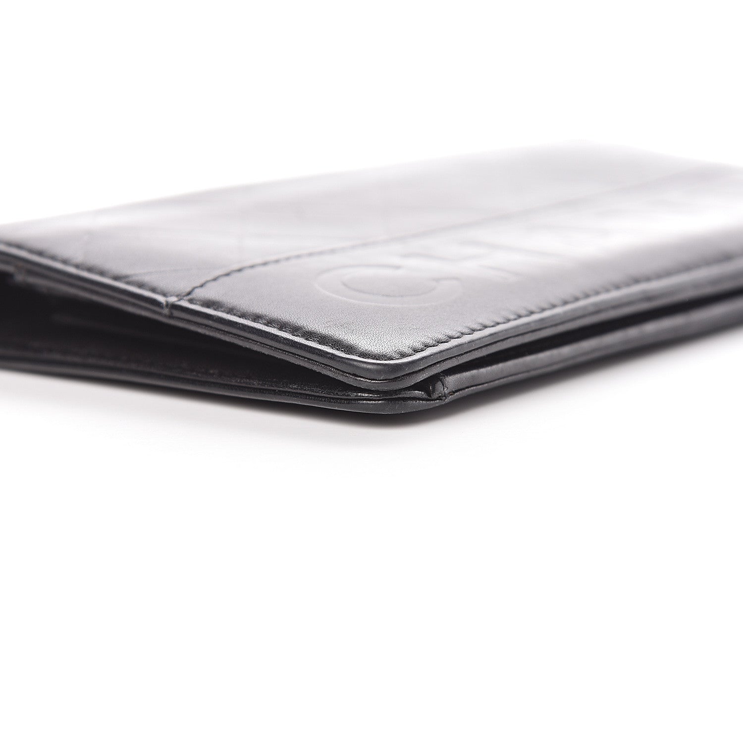 Chanel Lambskin Embossed Logo Yen Wallet Black 14 of 15