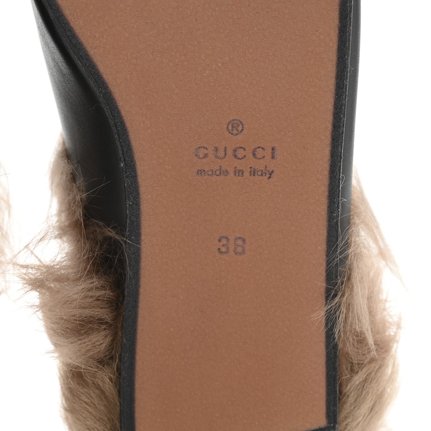Calfskin Fur Womens Princetown Slippers 38 Black