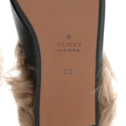 Gucci Calfskin Fur Womens Princetown Slippers 38 Black 7 of 9