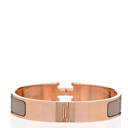 Hermes Enamel Narrow Clic Clac H Bracelet GM Marron Glace 3 of 5