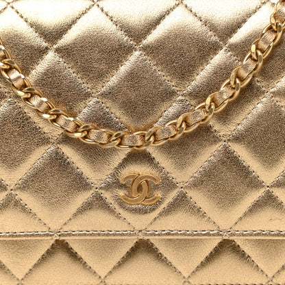 Chanel Metallic Lambskin Quilted Wallet On Chain WOC Gold 8 of 13