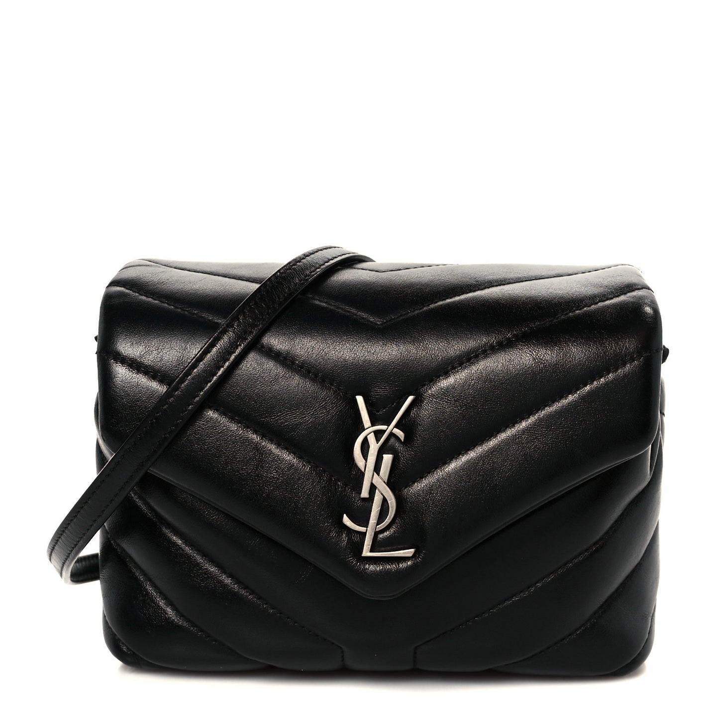 Calfskin Y Quilted Monogram Toy Loulou Crossbody Bag Black