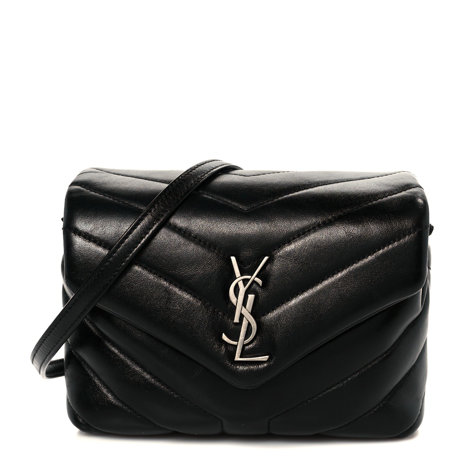 Saint Laurent Calfskin Y Quilted Monogram Toy Loulou Crossbody Bag Black 1 of 12