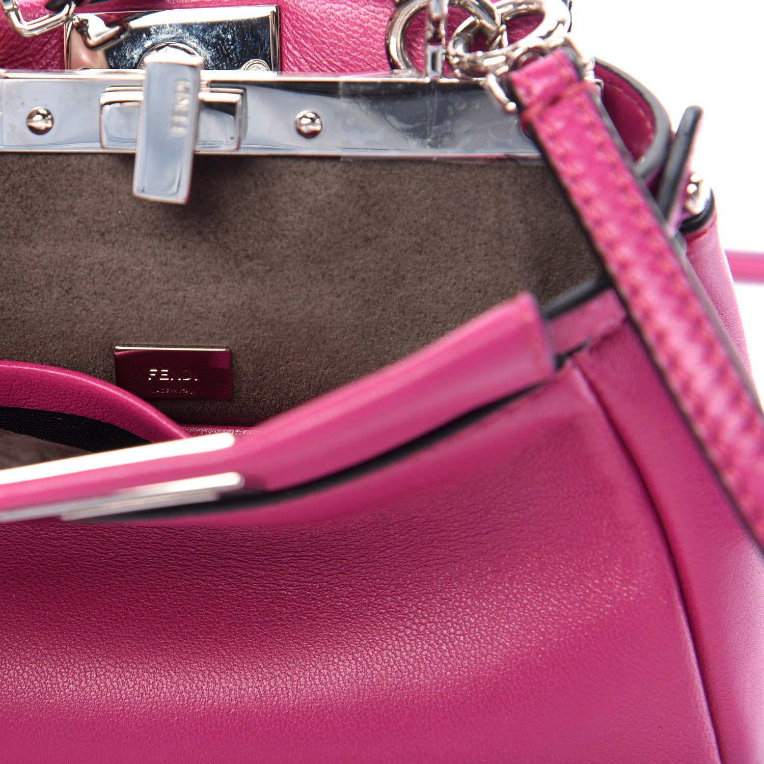 Fendi Nappa Micro Peekaboo Iconic Satchel Magenta 8 of 10