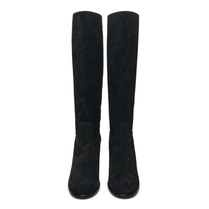 Chanel Suede CC Tall Boots 36 Black 2 of 8