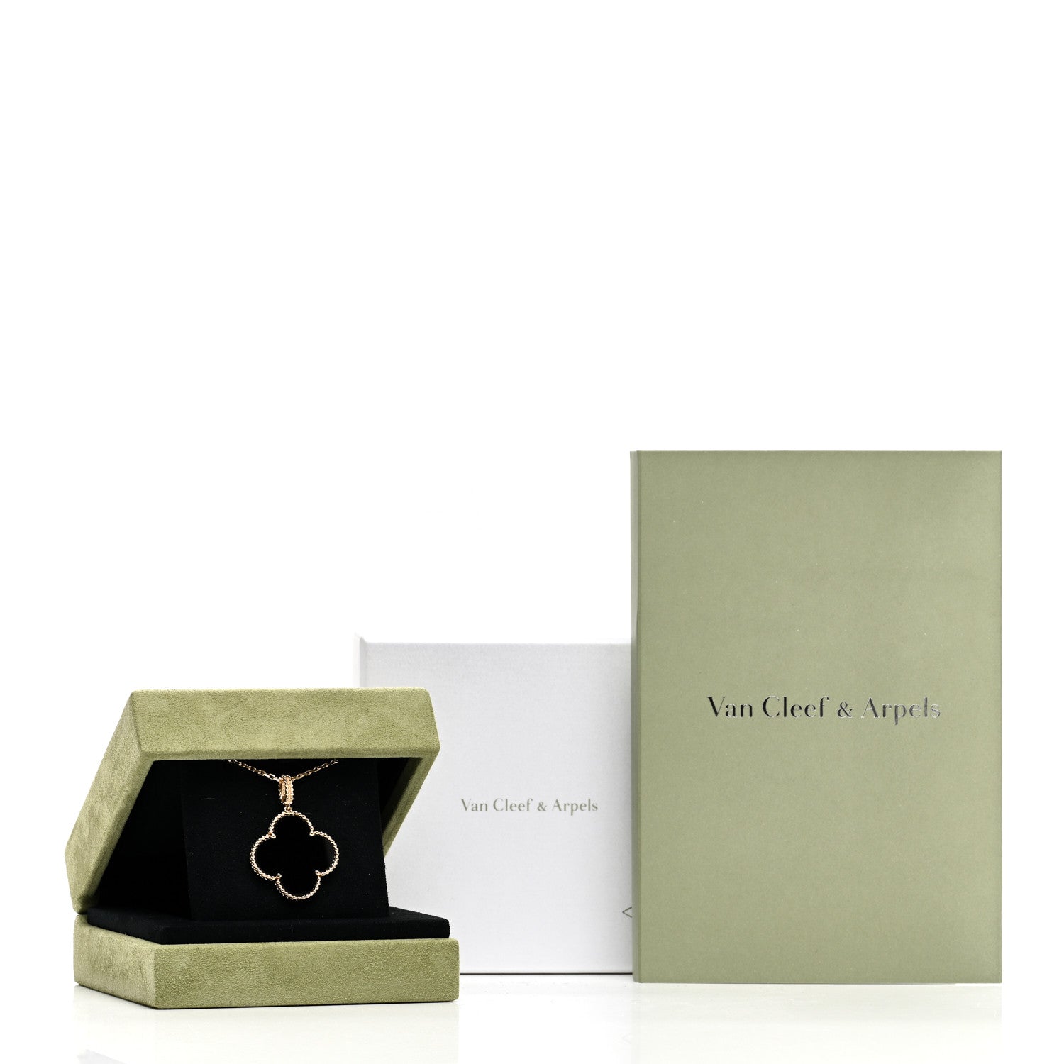 Van Cleef & Arpels 18K Yellow Gold Black Onyx Magic Alhambra Pendant Necklace 6 of 6