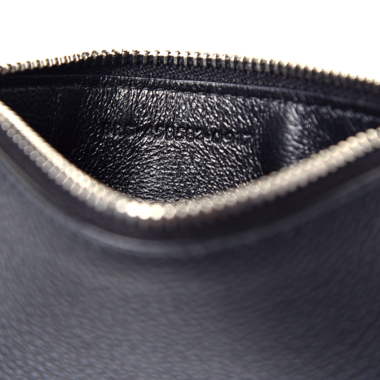 Grained Calfskin 5 Fragments Zip Pouch Card Holder Black