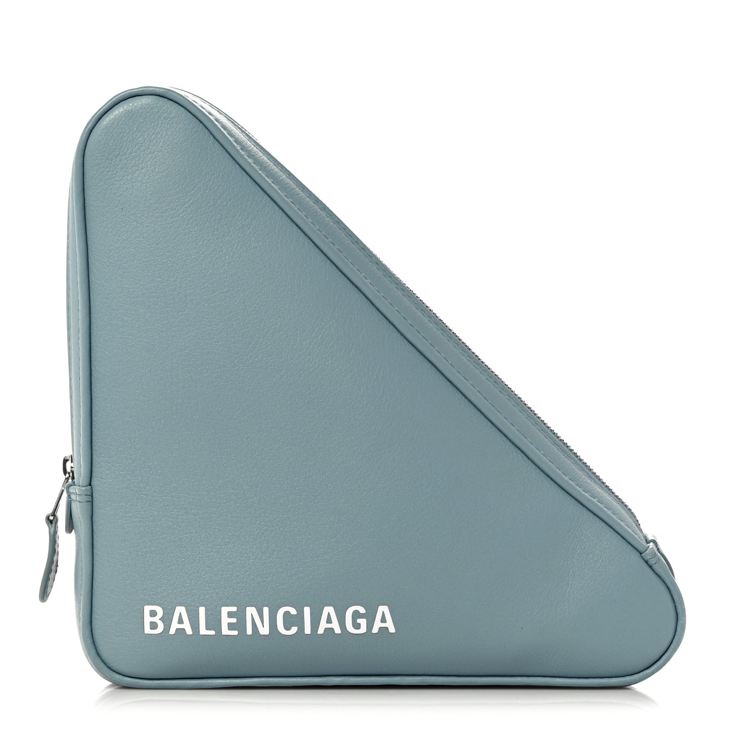 Shiny Day Calfskin Logo M Triangle Pouch Grey Blue White