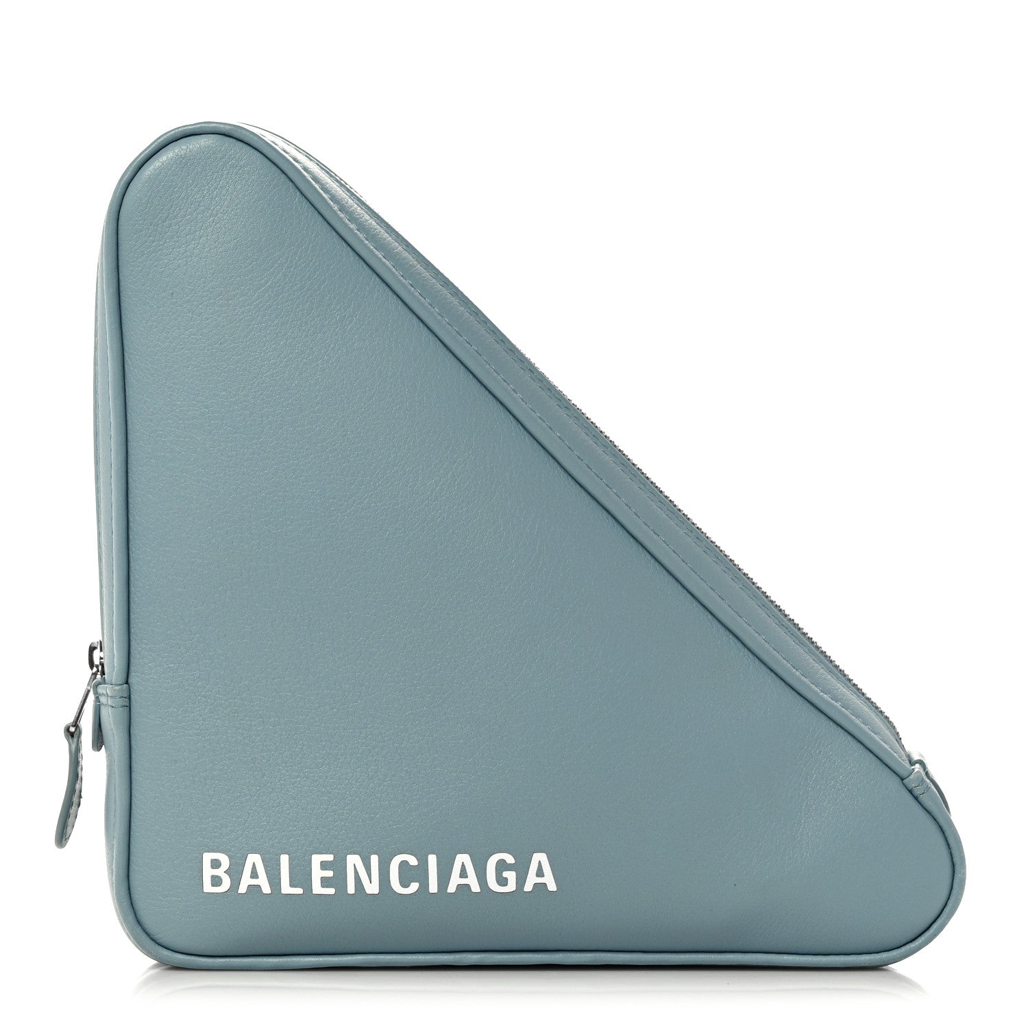 Balenciaga Shiny Day Calfskin Logo M Triangle Pouch Grey Blue White 1 of 11