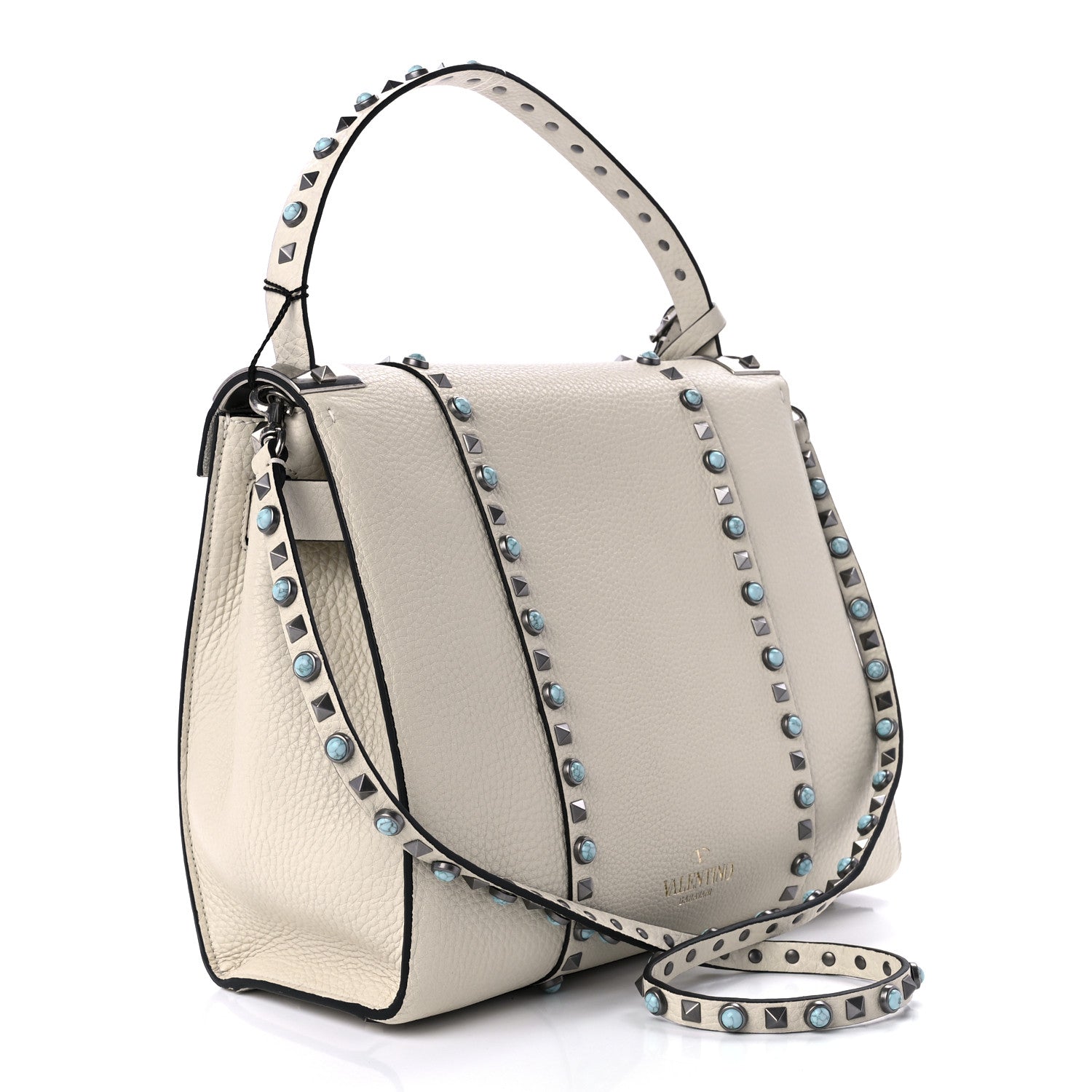 Valentino Garavani Grainy Calfskin My Rockstud Rolling Frame Bag Light Ivory 3 of 12