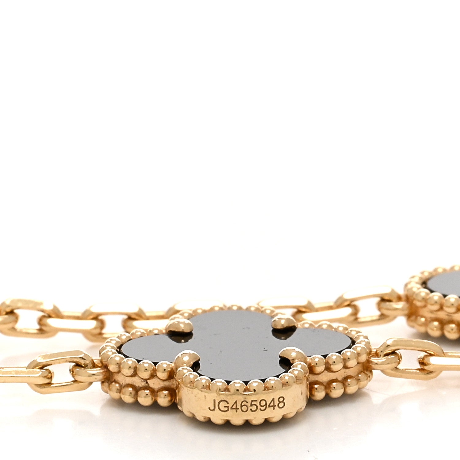 Van Cleef & Arpels 18K Yellow Gold Black Onyx 5 Motifs Vintage Alhambra Bracelet 5 of 5